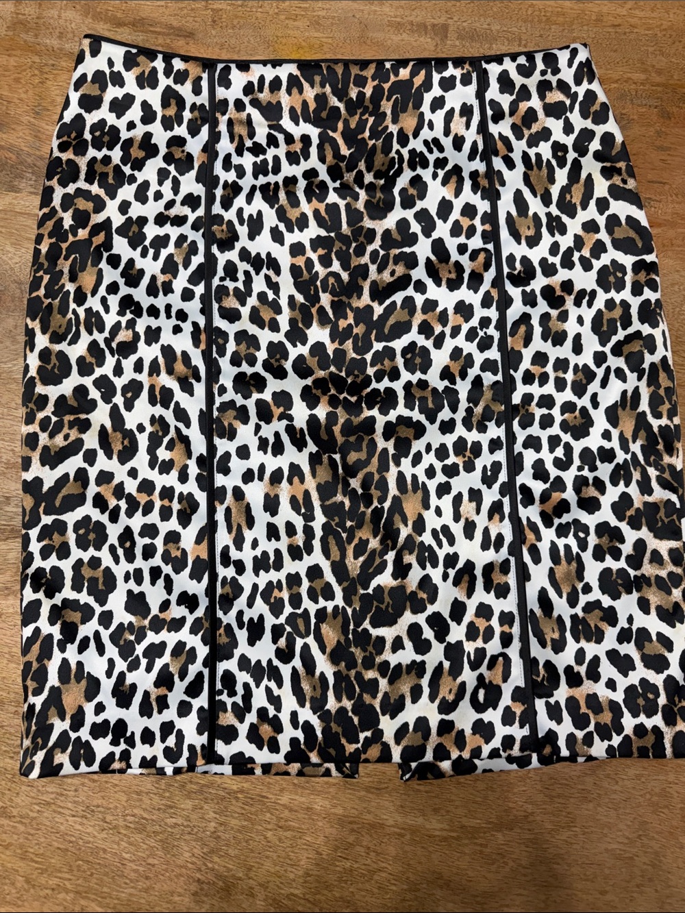 White House Black Market Leopard Print Mini Skirt in White, Black & Brown